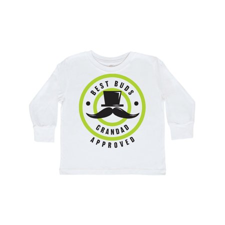 

Inktastic Best Buds Grandad Approved with Tophat and Mustache Gift Toddler Boy Girl Long Sleeve T-Shirt