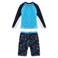 thumbnail image 2 of YONGHS Kids Boys 2 Piece Long Sleeve Swimsuit UPF 50+ Sun Protection Bathing Suit Swimwear Sky Blue Shark 9-10, 2 of 7