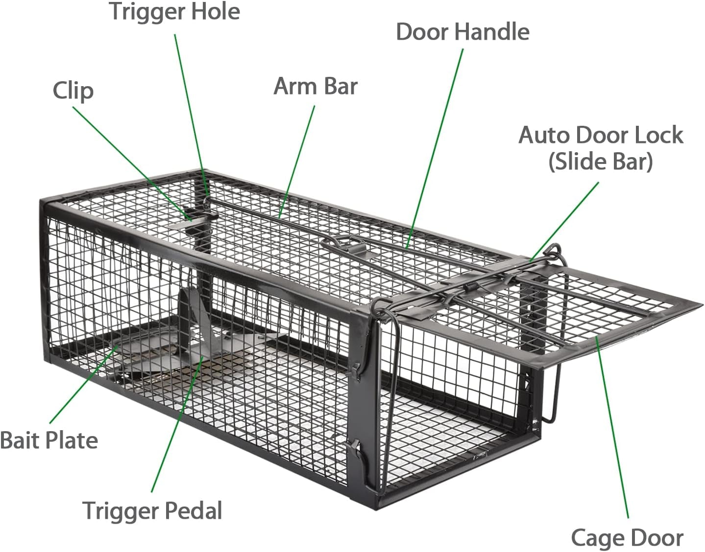 2-Pack Rat Traps Humane Live Mouse Vole Chipmunk Trap Cage for Indoors and Outdoors (Black)