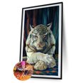thumbnail image 2 of Kit de pintura de diamante 5D, juego de pared de cuadro de mosaico de taladro redondo completo de tigre blanco DIY Likrtyny Arte deco, 2 of 9