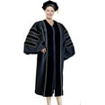 thumbnail image 2 of Premium Doctoral Tam Gown for Faculty Professor PhD Graduates Golden Trim Common Fit Unisex Black-Black, 2 of 4