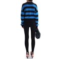 thumbnail image 5 of Women'S Color Block Striped Sweater Long Sleeve Cardigan Button Down V Neck Knit Top Fashion Knitwear Peacock Blue L, 5 of 10