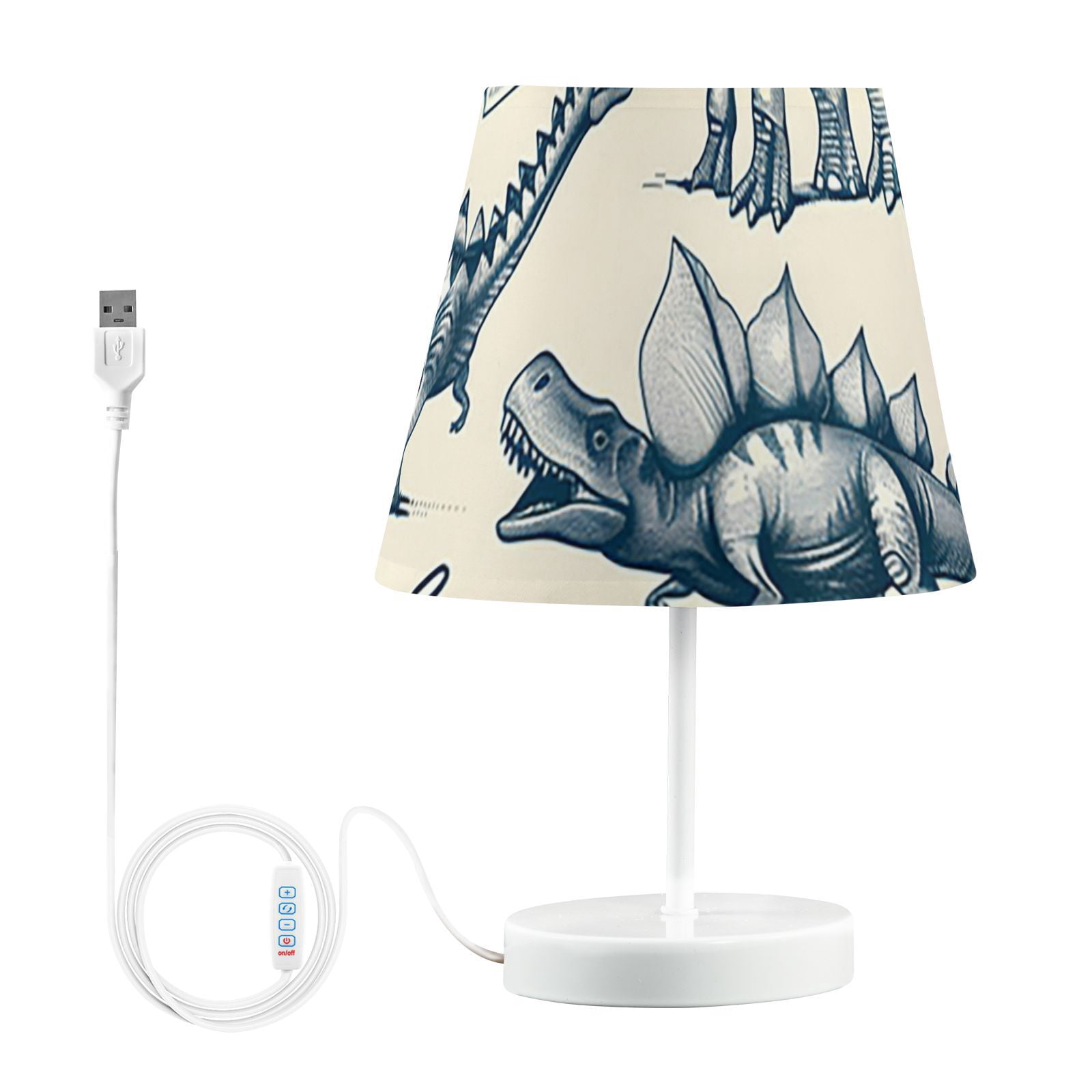 Hand-drawn Dinosaurs LED Desk Lamp Table Lamp USB Bedside Nightstand Small Lamp for Bedroom Living Room Kids Room
