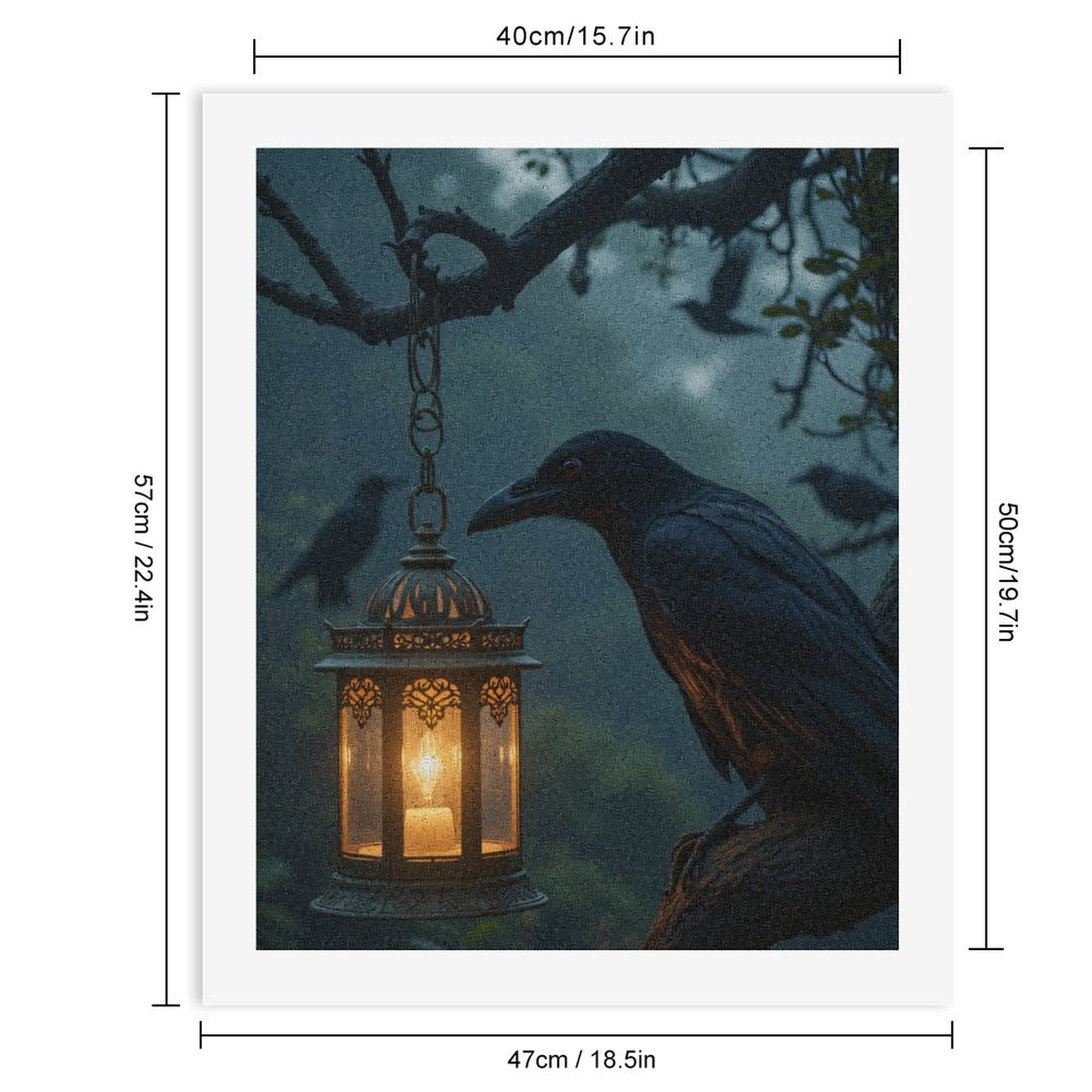 Paint By Numbers Kit for Adults Beginner - Mysterious Crow Lantern Scene DIY Canvas Painting Kits for Adults, Frameless Paint By Number for Adults for Home Wall Decor 16x20 Inch