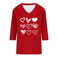 thumbnail image 4 of Graphic Print Women's 3/4 Sleeve V-Neck T-Shirt, Casual Short Sleeve Tee with Love Heart Design, Soft Blend Top for Everyday Comfort and Stylish Wear, 4 of 4