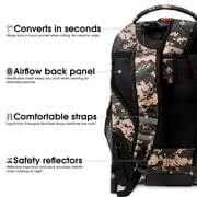 J World Unisex Sundance 20 Rolling Backpack with Laptop Sleeve for School and Travel, Green Camo