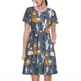 thumbnail image 1 of Balery Llama and Cactus Vestidos sueltos de manga corta para mujer, vestidos de verano 2025, vestidos casuales de corte A con vuelo., 1 of 6