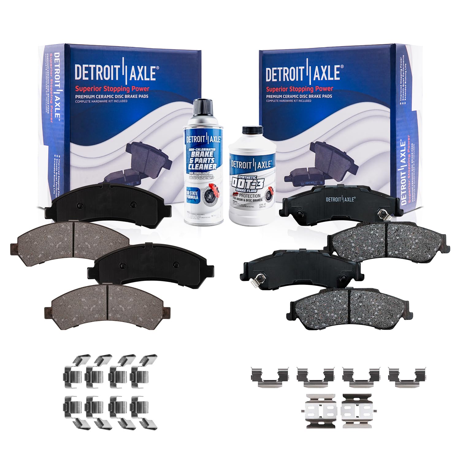 Detroit Axle Front Ceramic Brake Pads With Hardware For 1998-2002 Chevy Camaro Pontiac Firebird