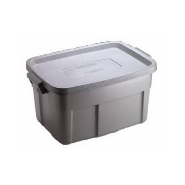 Rubbermaid RMRT140004 Roughneck Storage Box 14 gallon, Steel Gray
