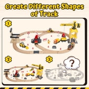 Train Set, 68 PCS Wooden Train Set for Kids, Train Toys for Toddlers, Construction Toys Train with Train Tracks for Kids 2 3 4 5+ Years Old, Great Gift for Boys Girls - Compatible with Other Brands