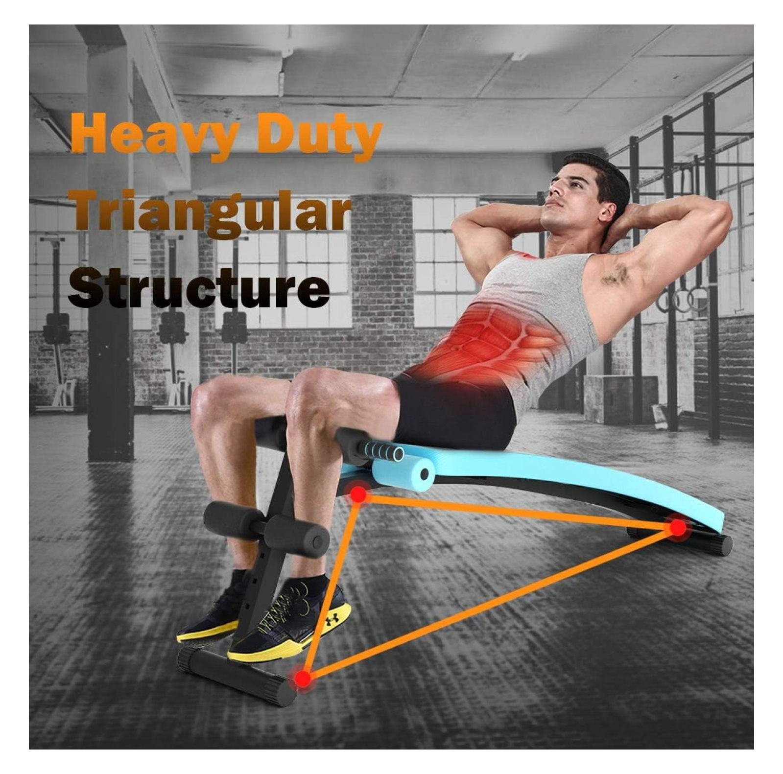 Folding Sit Up Bench Adjustable Decline Ab Workout Board, Incline Strength Training Equipment for Home Gym, 4 Height Levels