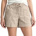 thumbnail image 3 of Women's Solid Lightweight Drawstring Casual High Waist Hiking Shorts Summer Workout Shorts With Pockets, Polyester | UKHCCC,Khaki M, 3 of 9