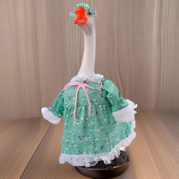 XIBUFE 23 Inch Porch Goose with Outfit Large Decorative Garden Sculpture Seasonal Holiday for Home and Yard