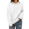 thumbnail image 3 of KDDYLITQ Sweatshirts for Women Fleece Drawstring Hoodies Oversized Long Sleeve Fall Clothes Comfy Fashion Cotton Pullover Tops with Pocket White XL, 3 of 5
