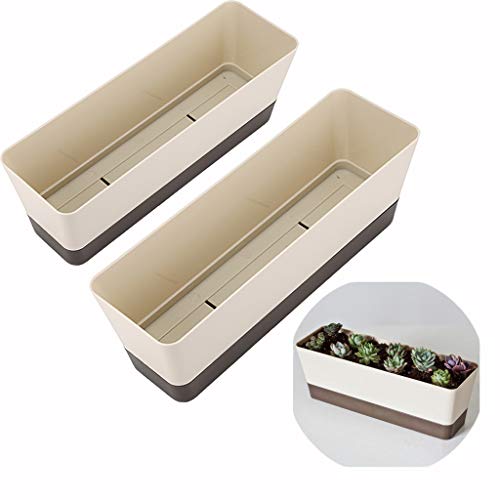 Skelang 12 Inch Plastic Rectangular Plant Pot, Watering