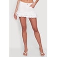 thumbnail image 3 of Women's Denim Frayed Ruffle Tiered Mini Skirt, 3 of 4