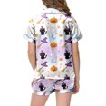 thumbnail image 4 of UAYOTSE Girls Lightweight Satin Sleep Outfit, Collared Button‑Front Short‑Sleeve Top and Matching Shorts, Usable Pjs for Sleepovers and Home Relaxation Size 8-9 Years, 4 of 5