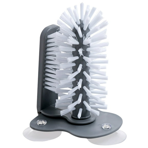Glass Cup Washer Double Sided Bristle Brush Standing Glass Washer with Suction Cup Brush Scrub Bottle Cleaner for Mug Cup Jug Decanter