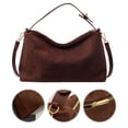 thumbnail image 4 of Yucurem Women Suede Shoulder Bag Adjustable Strap Hobo Purse Zipper Handbag (Coffee) Fashion shoulder bag (Coffee), 4 of 10