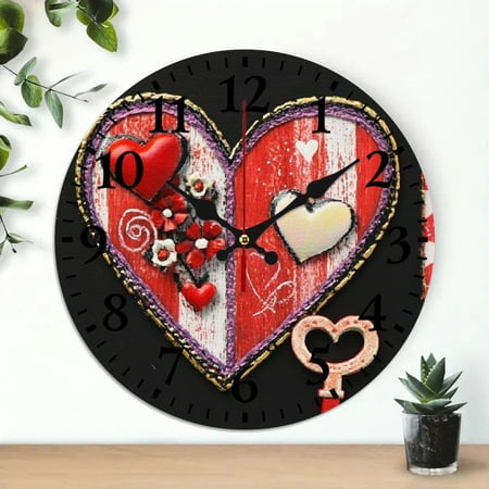 YILUYINQING Love Theme Round Wooden Wall Clock, 10 Inch Perfect for Decorating Living Rooms, Kitchens, Dorms, Practical Everyday Gifts 10x10in