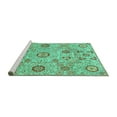 thumbnail image 2 of Ahgly Company Machine Washable Indoor Square Abstract Turquoise Blue Modern Area Rugs, 5' Square, 2 of 4
