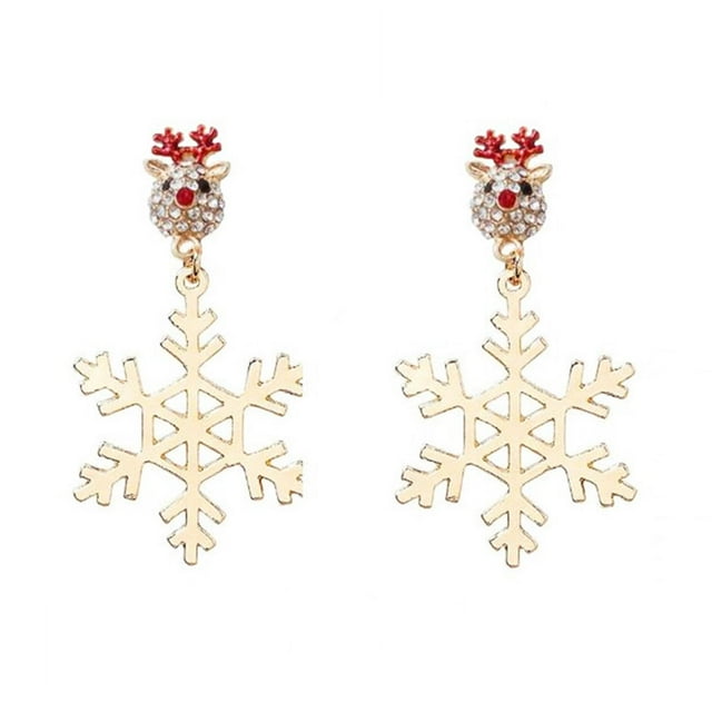 2 pendientes de de alce de Navidad, pendientes de tuerca, moda exquisita, elegante, joyería única de diamantes de imitación para