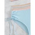 thumbnail image 6 of Women Tummy Control Swimsuits Color Block Two Piece Drawstring Bathing Suit Light Blue XL, 6 of 7