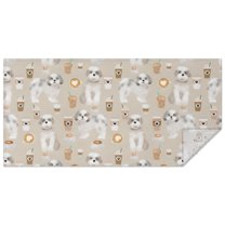 Cute Shih Tzu Dog and Coffee Pattern Rectangle Tablecloth 60"x120",Waterproof Polyester Rectangle Table Cloth, Wipeable Spillproof Polyester Tablecloth for Dining, Camping, Indoor and Outdoor