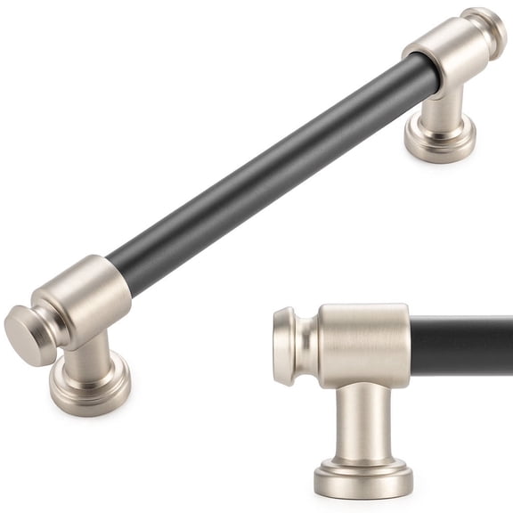 KOOFIZO 10 Pack 5 Inch Black and Nickel Cabinet Pulls Matte Black and Brushed Nickel Cabinet Handles P11 Kitchen Cabinet Hardware for Cabinets Drawer Dresser Cupboard Bedroom, Bathroom