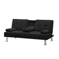 thumbnail image 6 of Canddidliike Furniture Sectional Sofa Set, Fabric Convertible Folding Sofa with 2 Cup Holders & Ottoman - Black, 6 of 10