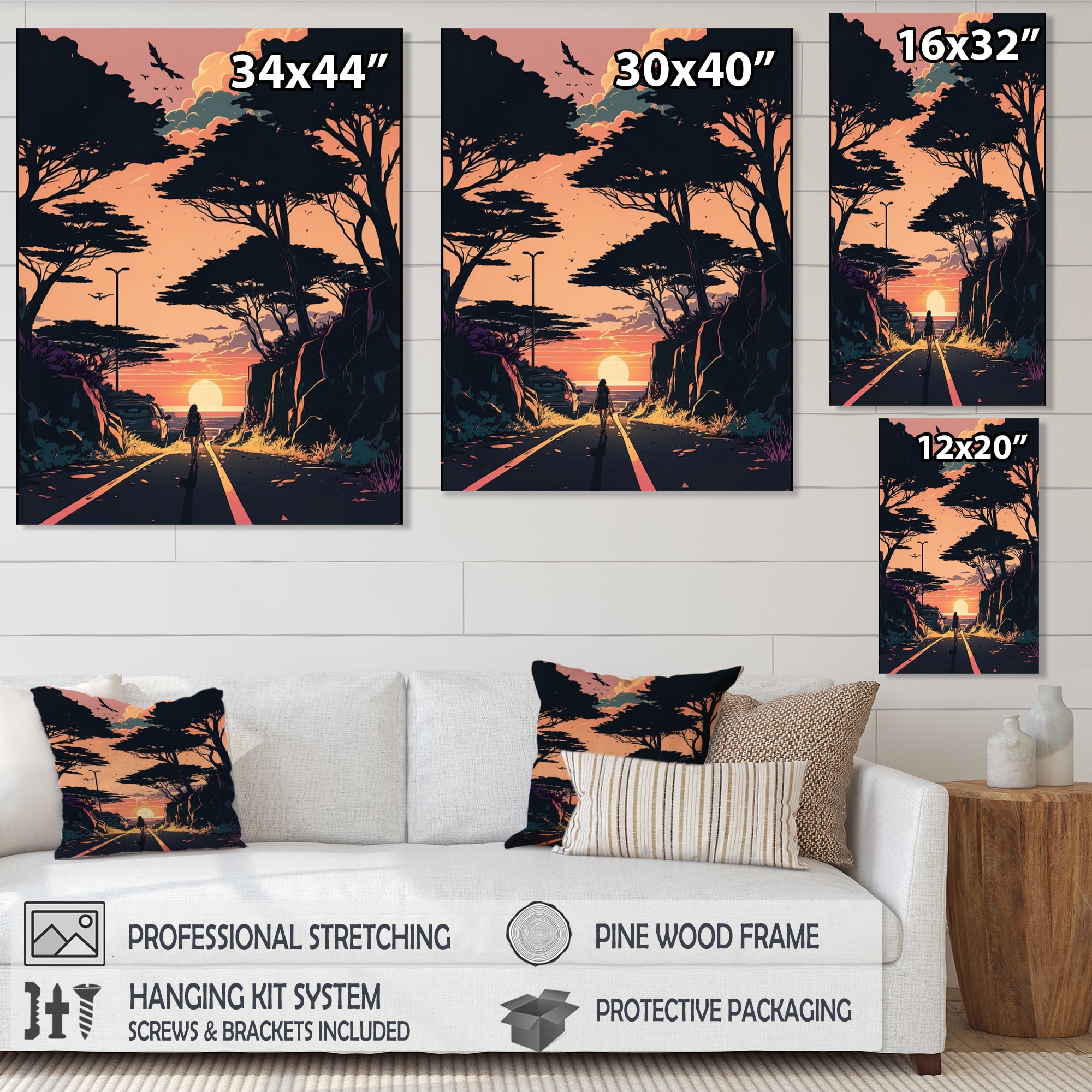 Designart Road To The Sunset I Canvas Wall Art