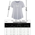 thumbnail image 5 of Chama Women's Plus Size V Neck Short Sleeve Henley Shirt Buttons Up Pleated Tunic Tops, 5 of 9