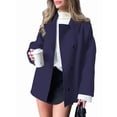 thumbnail image 2 of Female Trench Coat Long Sleeve Lapel Casual Jackets Winter Outerwear Navy Blue M, 2 of 9