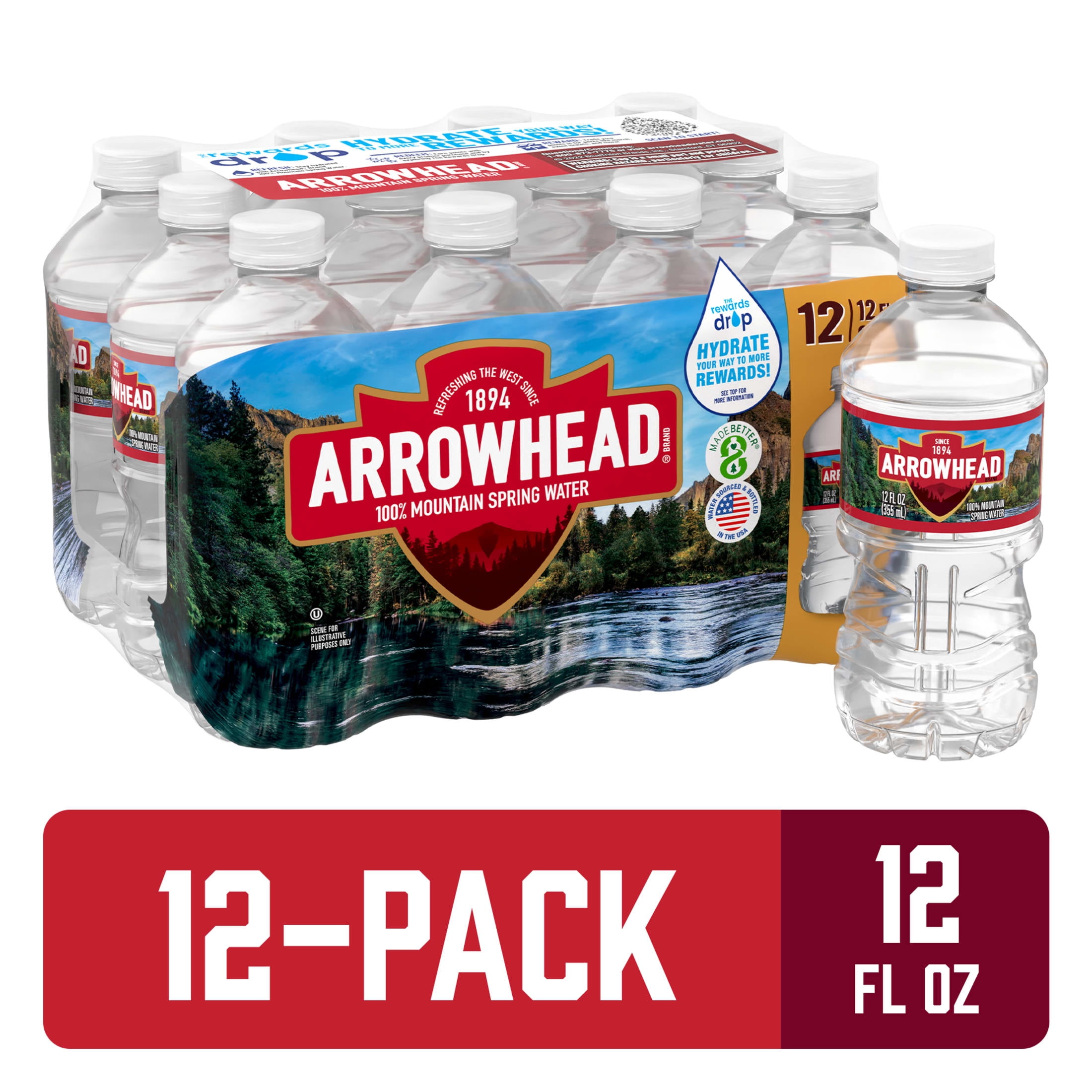 (2 pack) Arrowhead Mountain Spring Water, 12 fl oz, 12-pack Plastic Bottles