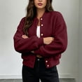 thumbnail image 3 of Daiosportswear Sherpa Bomber Jacket for Women Fuzzy Zip Up Coat Ribbed Cuff Collar Long Sleeve Teddy Bear Outwear Wine, 3 of 6