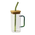 thumbnail image 1 of Vasos transparentes de borosilicato de 400 ml para café, zumo y leche. Verde, 1 of 9
