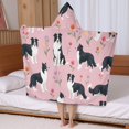 thumbnail image 5 of Border Collie Dogs with Pioneer Flower Hooded Bath Towel，50"x30" for Ages 3 To 12 Kids, Quick Dry Lightweight Soft Microfiber Hood Beach Towel Cover Up for Kids, 5 of 7