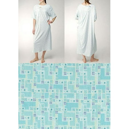 Karen Neuburger Iv Gown with Ties - White and Blue Prints - 10xl