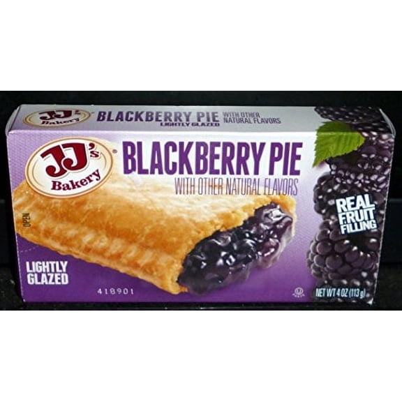 JJ's Bakery Blackberry Snack Pies, Individually Wrapped, Nut-Free, Kosher Parve, 4 oz, Pack of 6