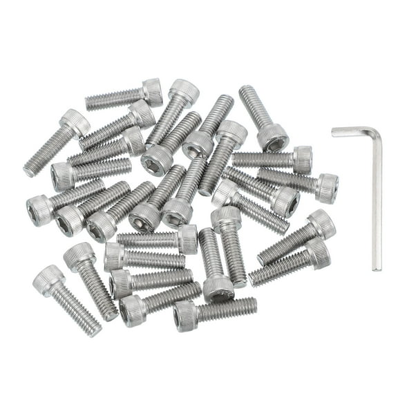 Uxcell 30 Pcs M6 x 20mm Hex Socket Head Cap Screws Bolts, 304 Stainless Steel Screws with Wrench
