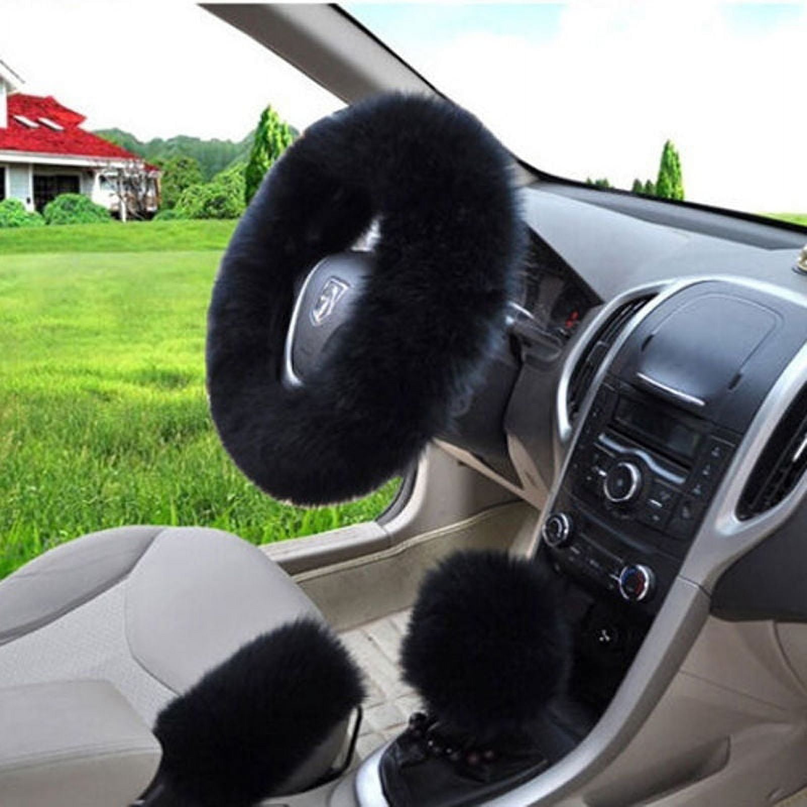 Dropship Pink Fluffy Steering Wheel Cover Warm Winter Plush Car