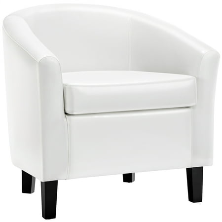 Get The Smilemart Barrel Accent Chair White Faux Leather From Walmart Now Accuweather Shop