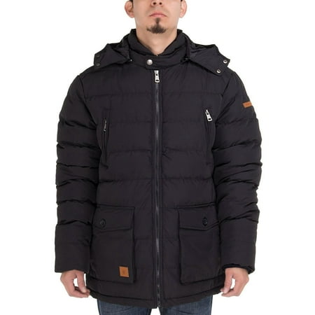 Luciano Natazzi Mens Thermal Padded Down Jacket Removable Hood Puffer Parka Coat