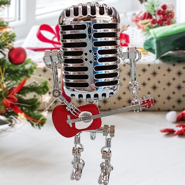 Accesorios decorativos de luz de robot de guitarra de metal vintage USB para regalos de vacaciones (rojo) Ehuebsd Libre de BPA