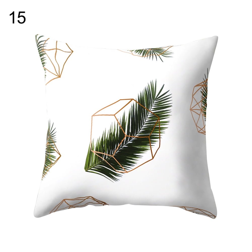 dragonaur Modern Leaf Print Zippered Throw Pillow Case Cushion Cover Home Sofa Decorative size Medium 1# 