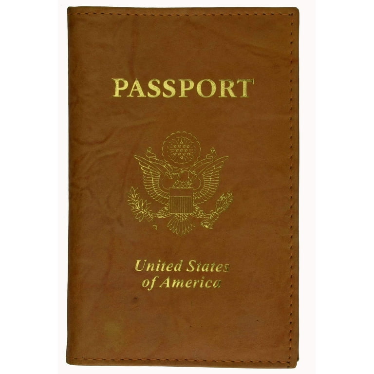 Genuine Leather USA Gold Logo Passport Cover Holder for Travel 151
