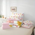 thumbnail image 6 of jejeloiu Cartoon Floral 7 Pieces Bedding Comforter Set,White Pink Blue Full Bedding Set,Kawaii Flower Fitted Sheet Flat Sheet For Children,Super Cozy Room Decor Reversible, 6 of 8