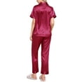 thumbnail image 3 of Conjunto de pijama de 2 piezas para mujer INSPIRE CHIC, camisa de dormir con botones y pantalones, ropa de noche, color rojo, 3 of 6