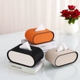 thumbnail image 2 of Oval tissue box, light luxury napkin holder and dispenser, living room remote control storage box, with storage compartment., 2 of 9