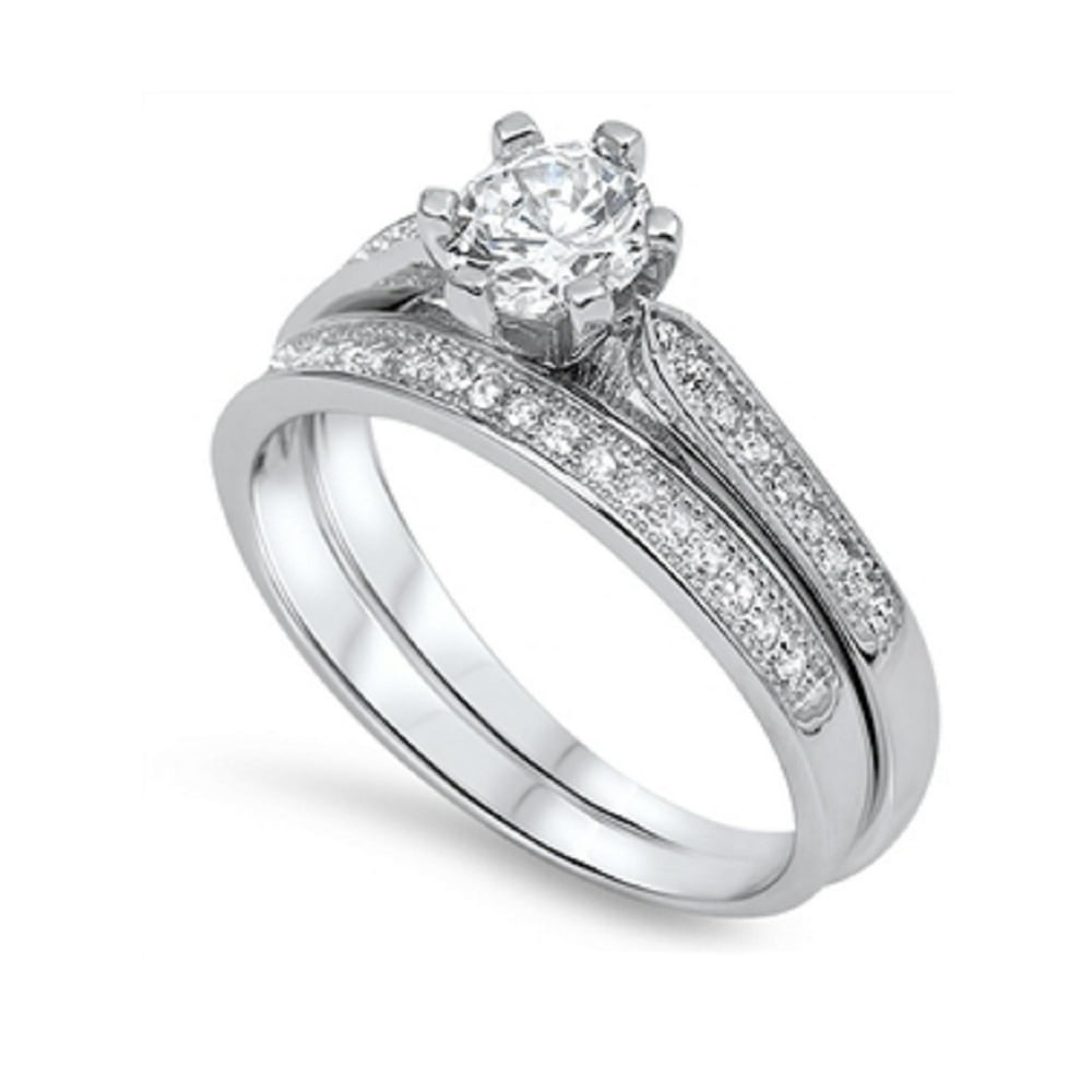 All in Stock - Round Center Cubic Zirconia Wedding Engagement Ring ...